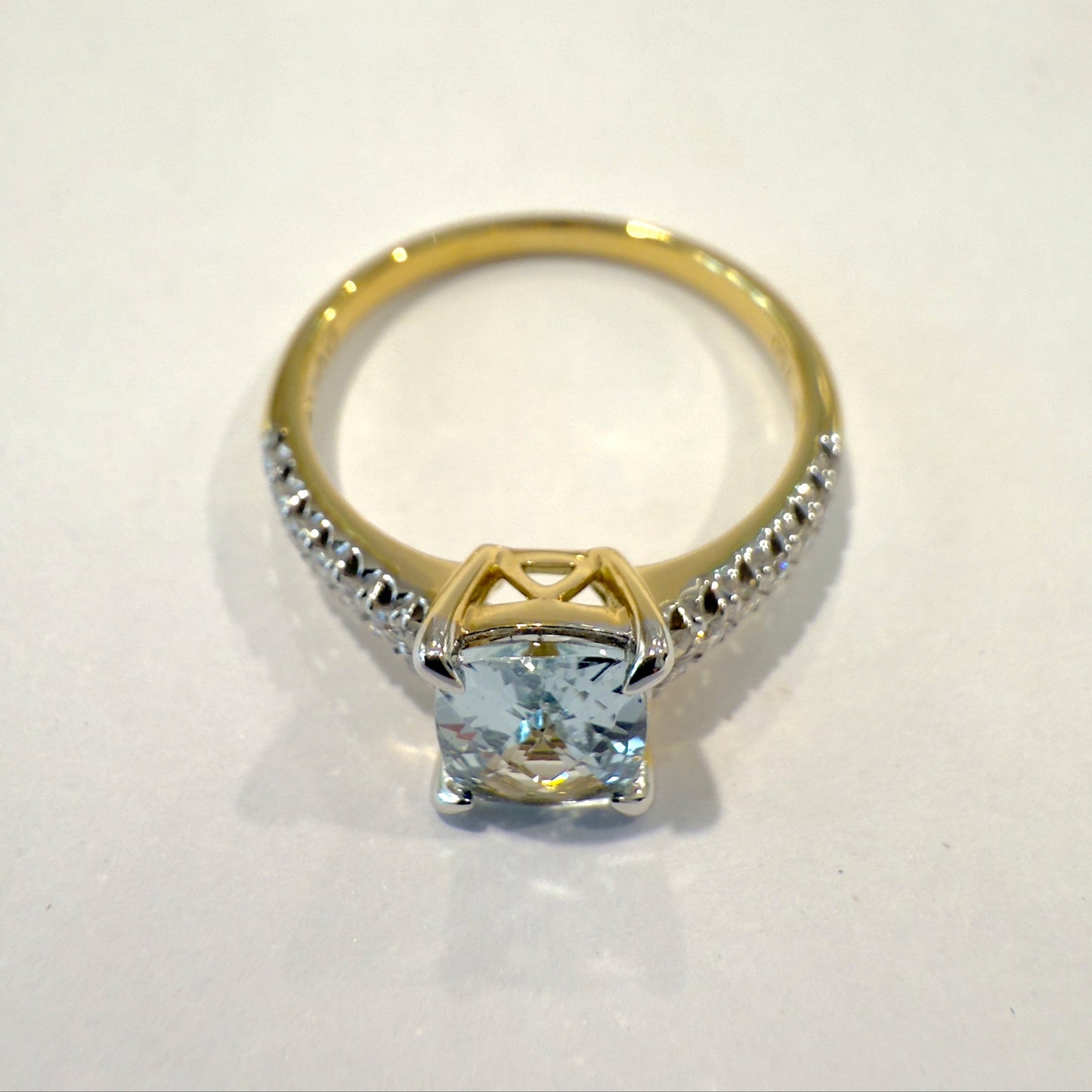 Aquamarine and diamond ring