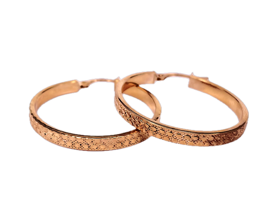 9K Yellow Gold Dot-Design Hoop Earrings