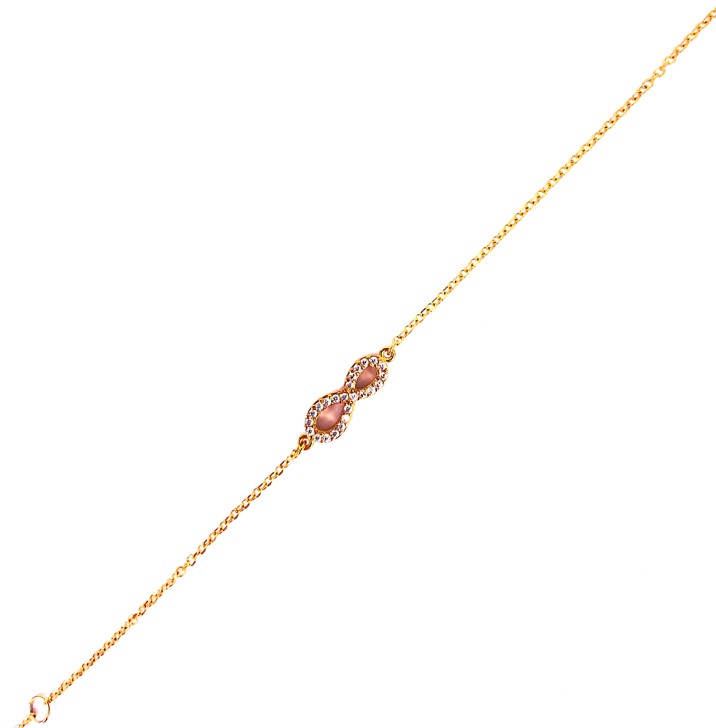 9K Yellow Gold Infinity Bracelet with AAA Grade Cubic Zirconia