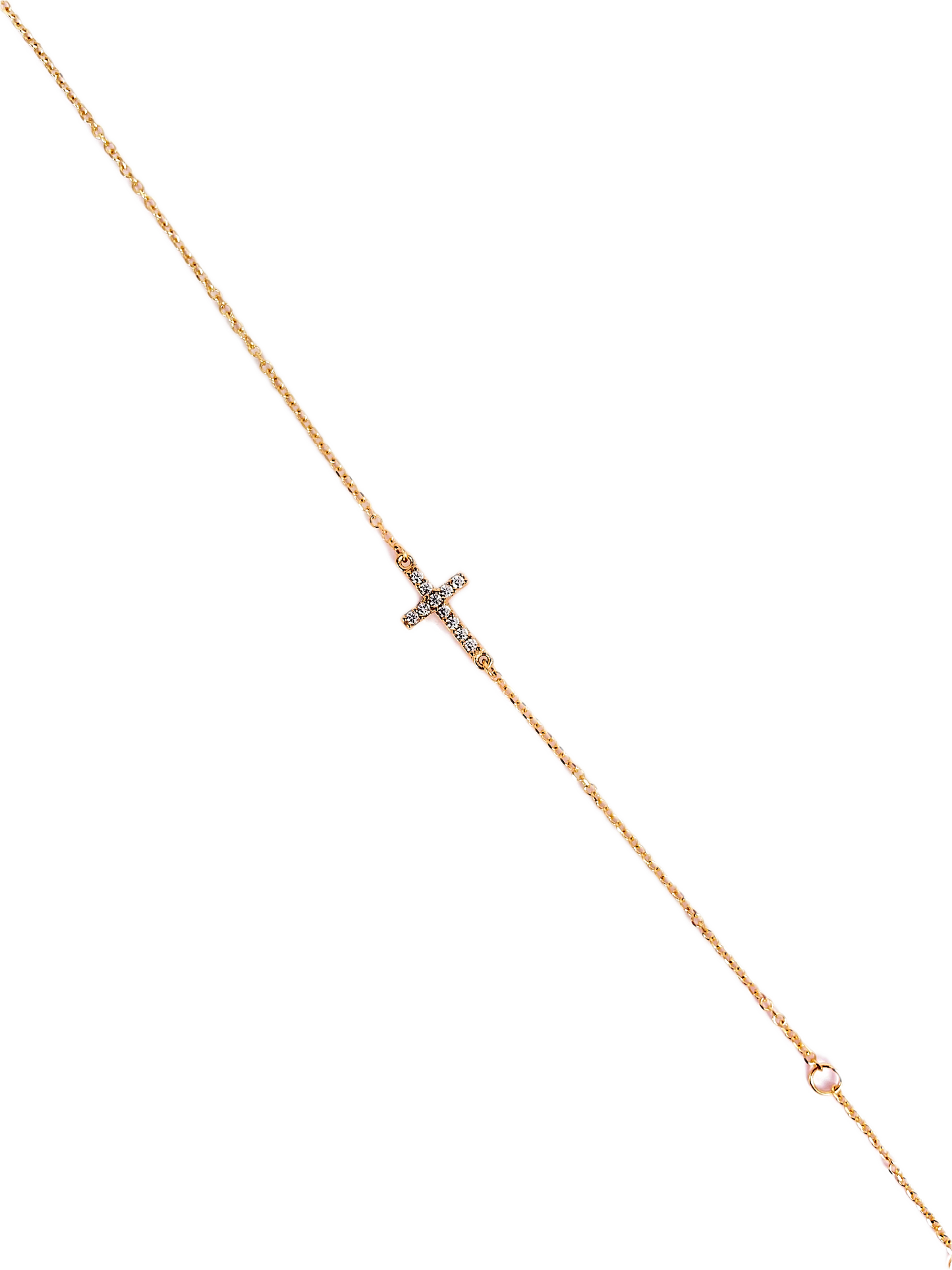 9K Yellow Gold Cross Bracelet with AAA Grade Cubic Zirconia