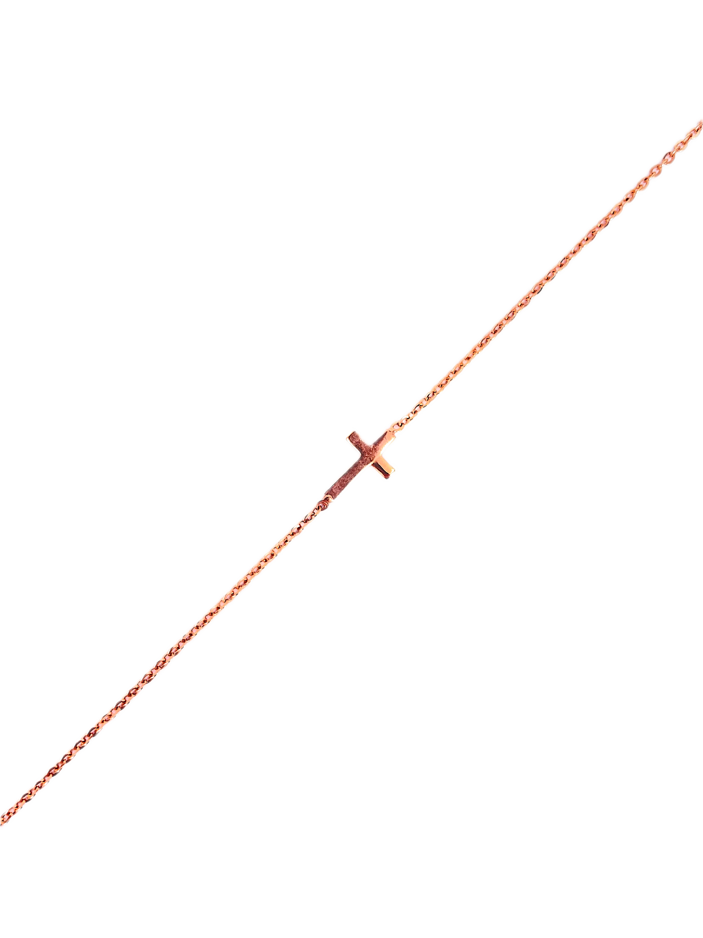 9K Rose Gold Cross Cable Link Bracelet
