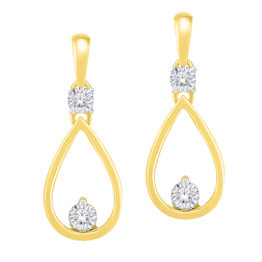 10K Yellow Gold Drop Earrings with Diamonds