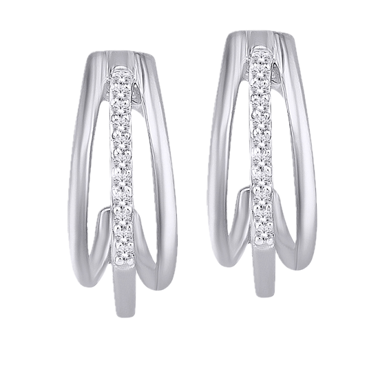 10K White Gold Earrings Set with Diamonds