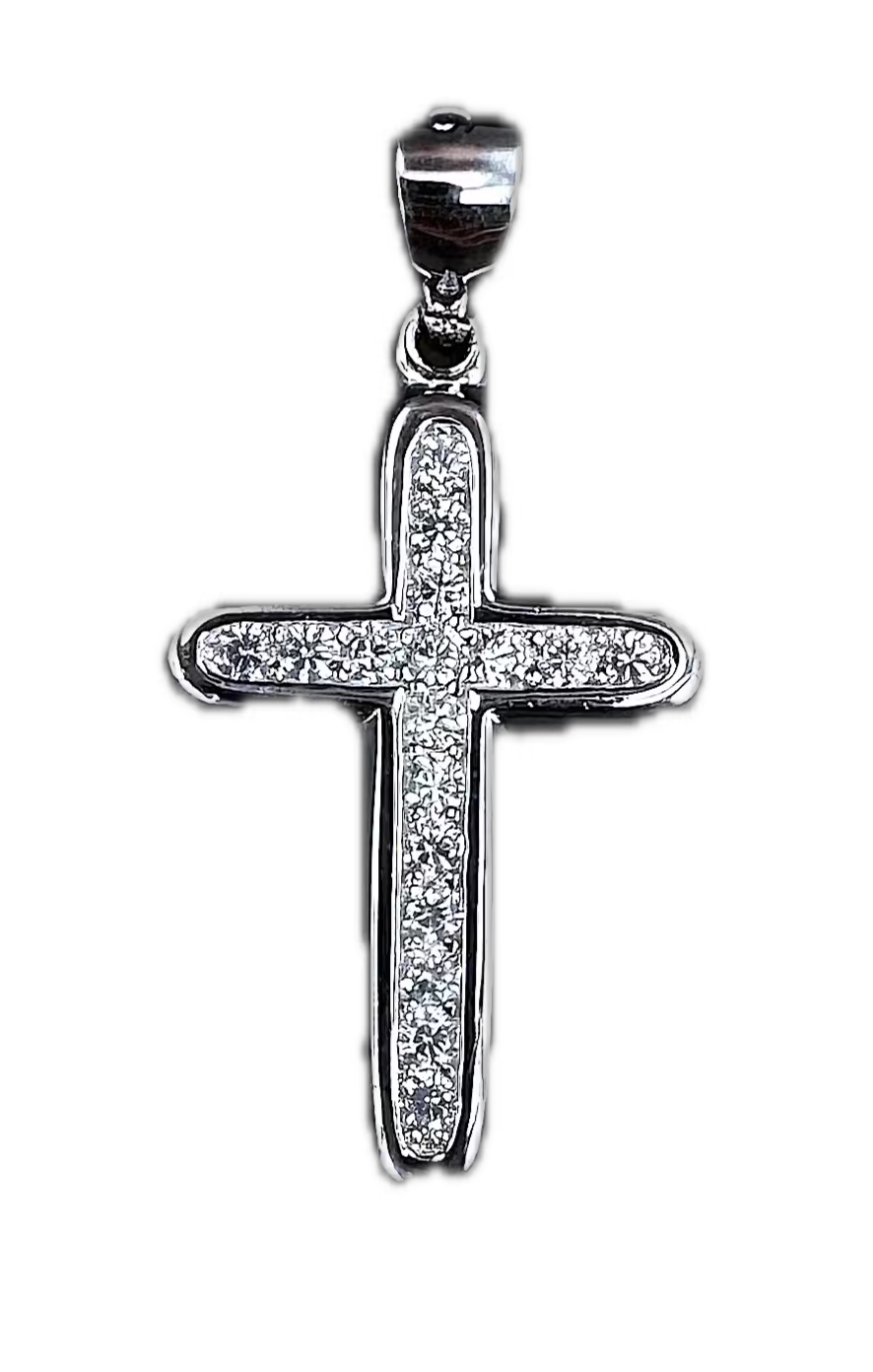 Sterling Silver Cross Pendant with Cubic Zirconia