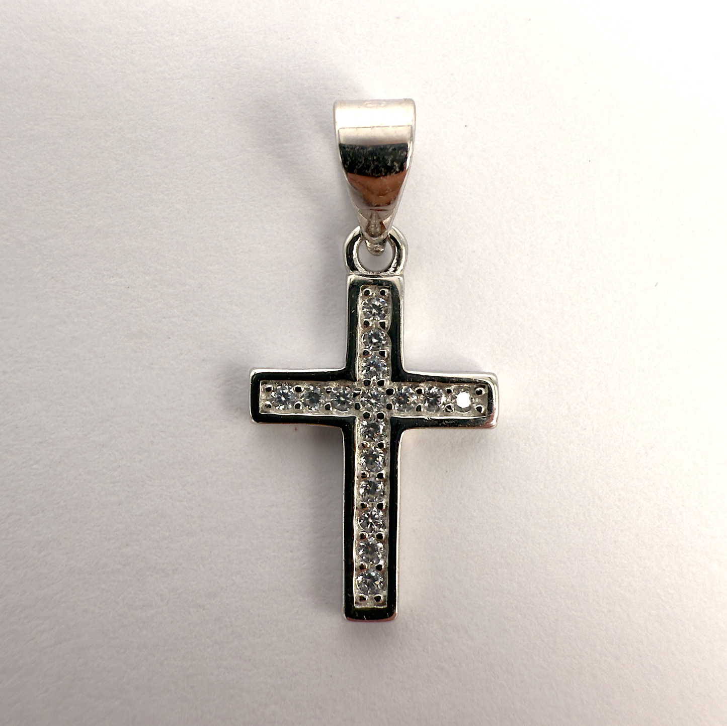 Sterling Silver Cross Pendant with Cubic Zirconia