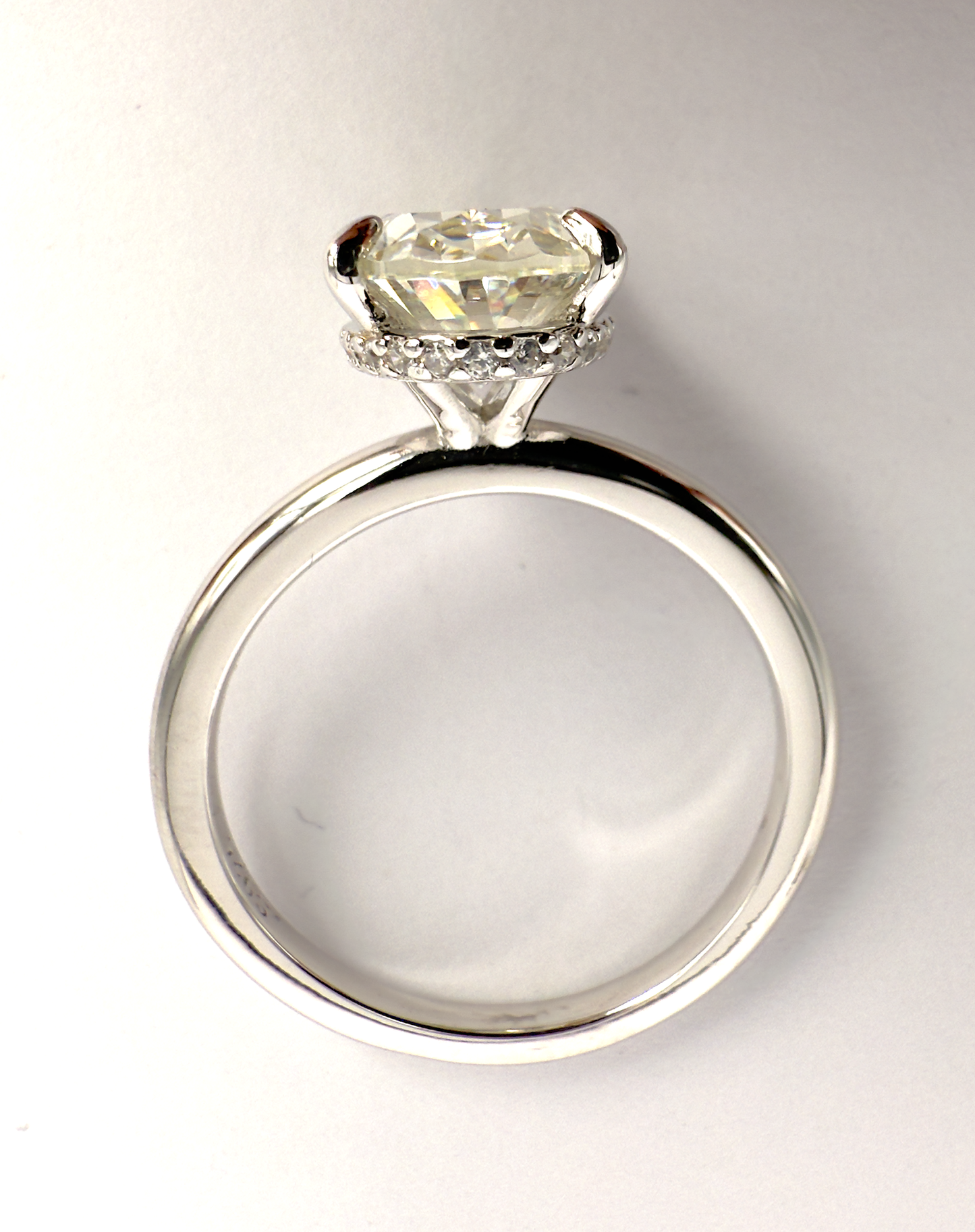 Sterling Silver Ring with Oval Cubic Zirconia & Invisible Halo