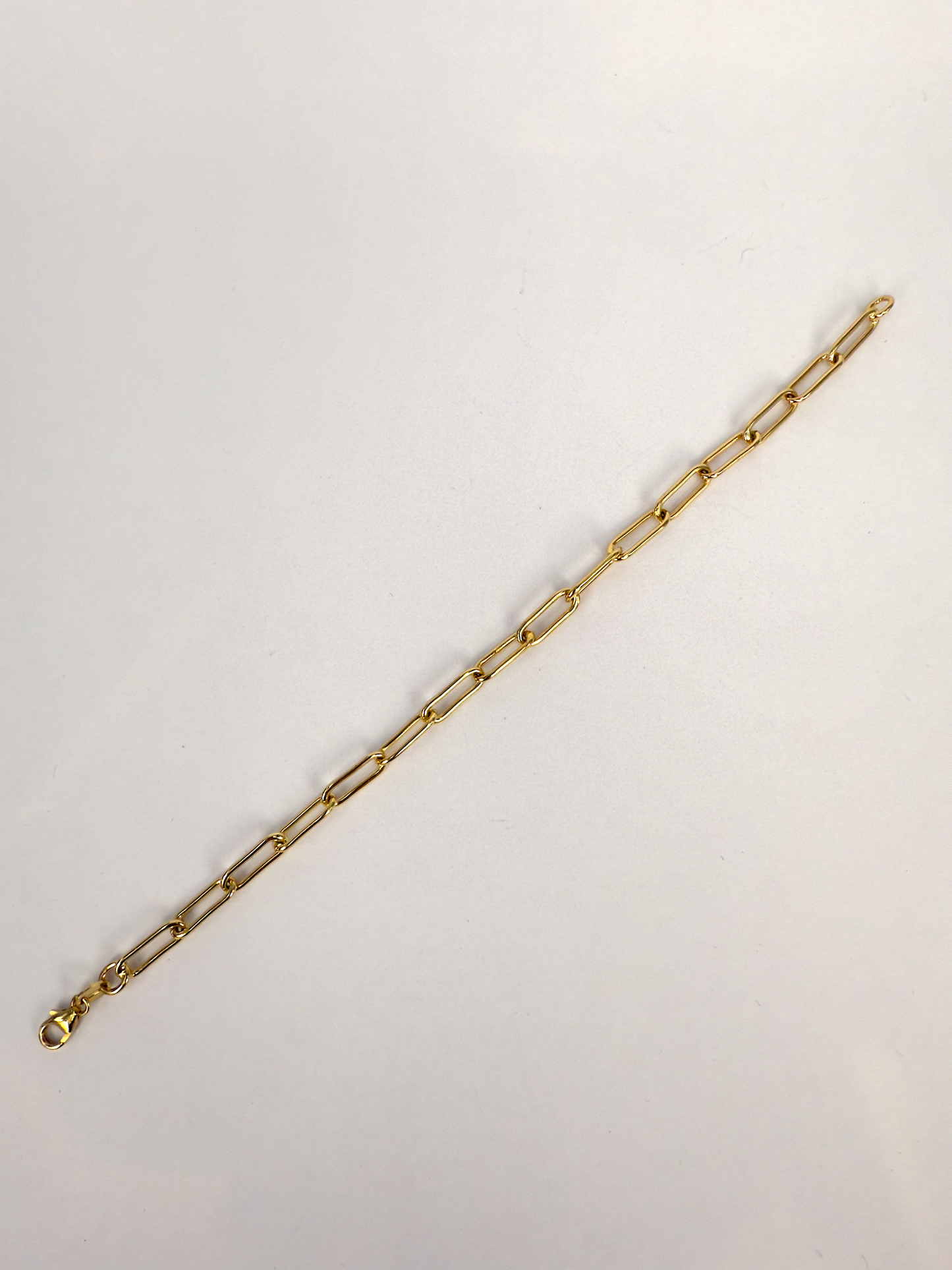 9K Yellow Gold Solid Hand-Made Paperclip Bracelet