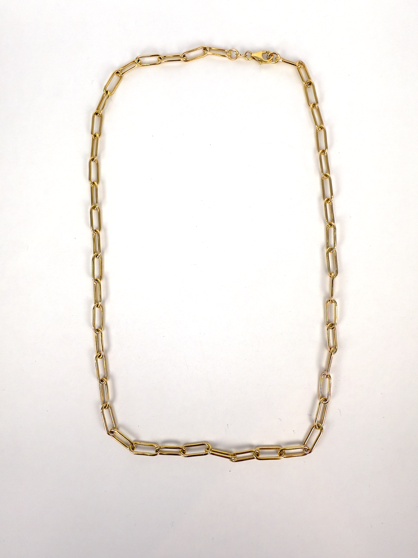 9K Yellow Gold Solid Hand-Made Paperclip Necklace