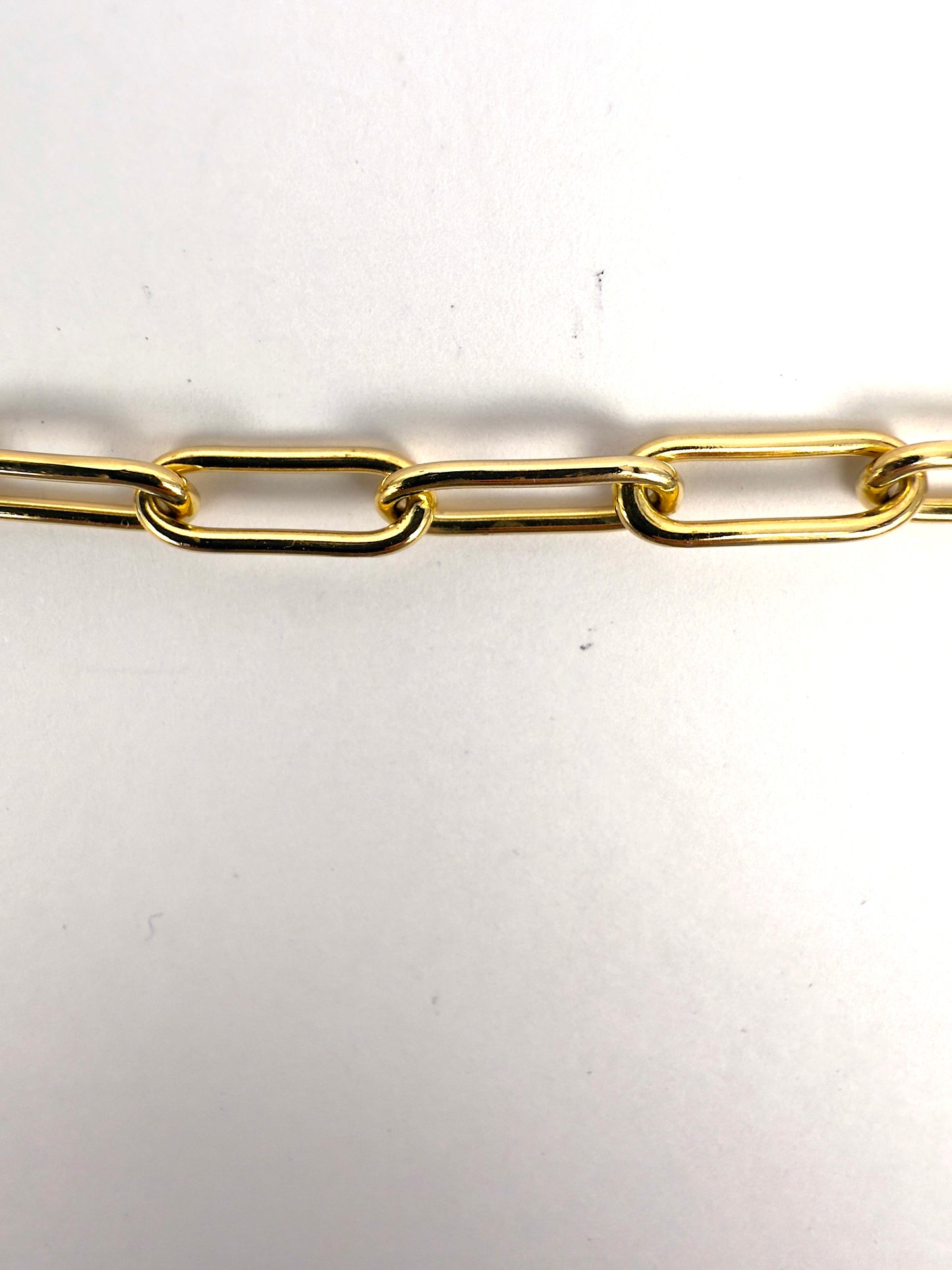 9K Yellow Gold Solid Hand-Made Paperclip Necklace