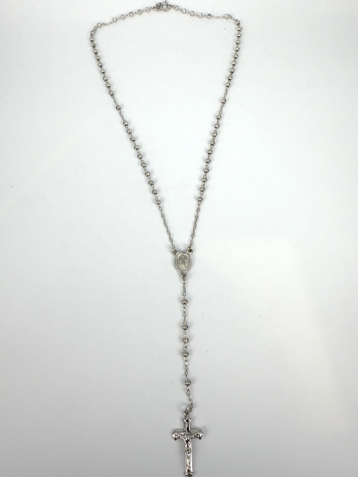 Sterling Silver Rosary Necklace - 45cm
