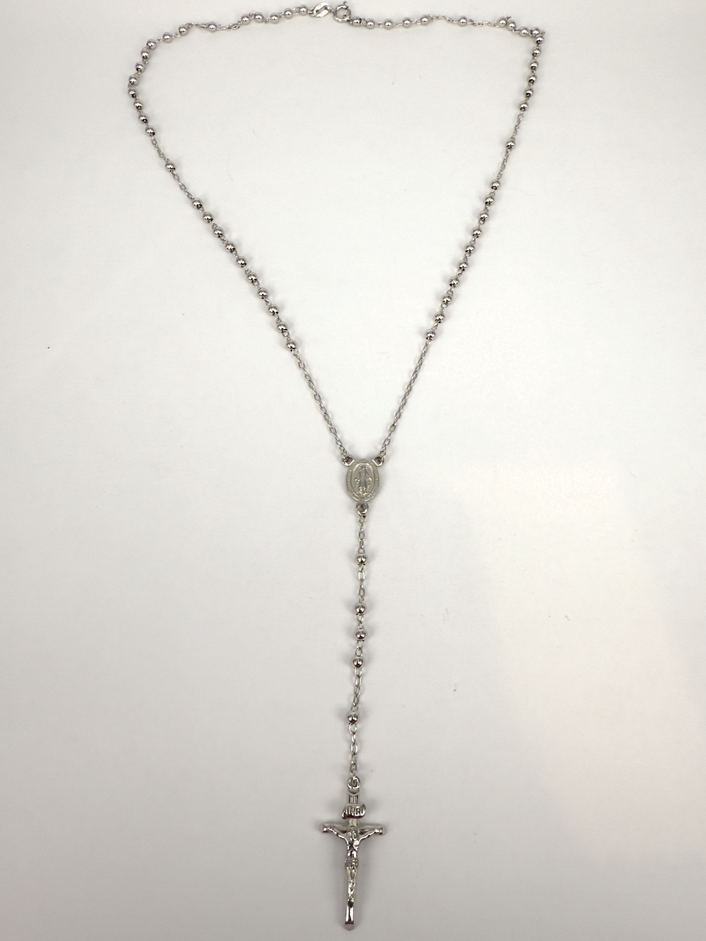 Sterling Silver Rosary Necklace - 49cm