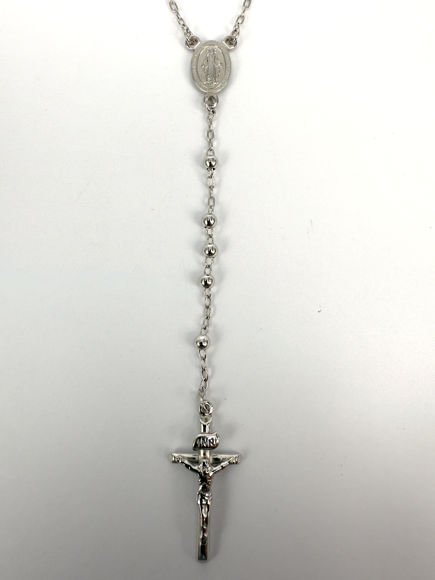 Sterling Silver Rosary Necklace - 49cm
