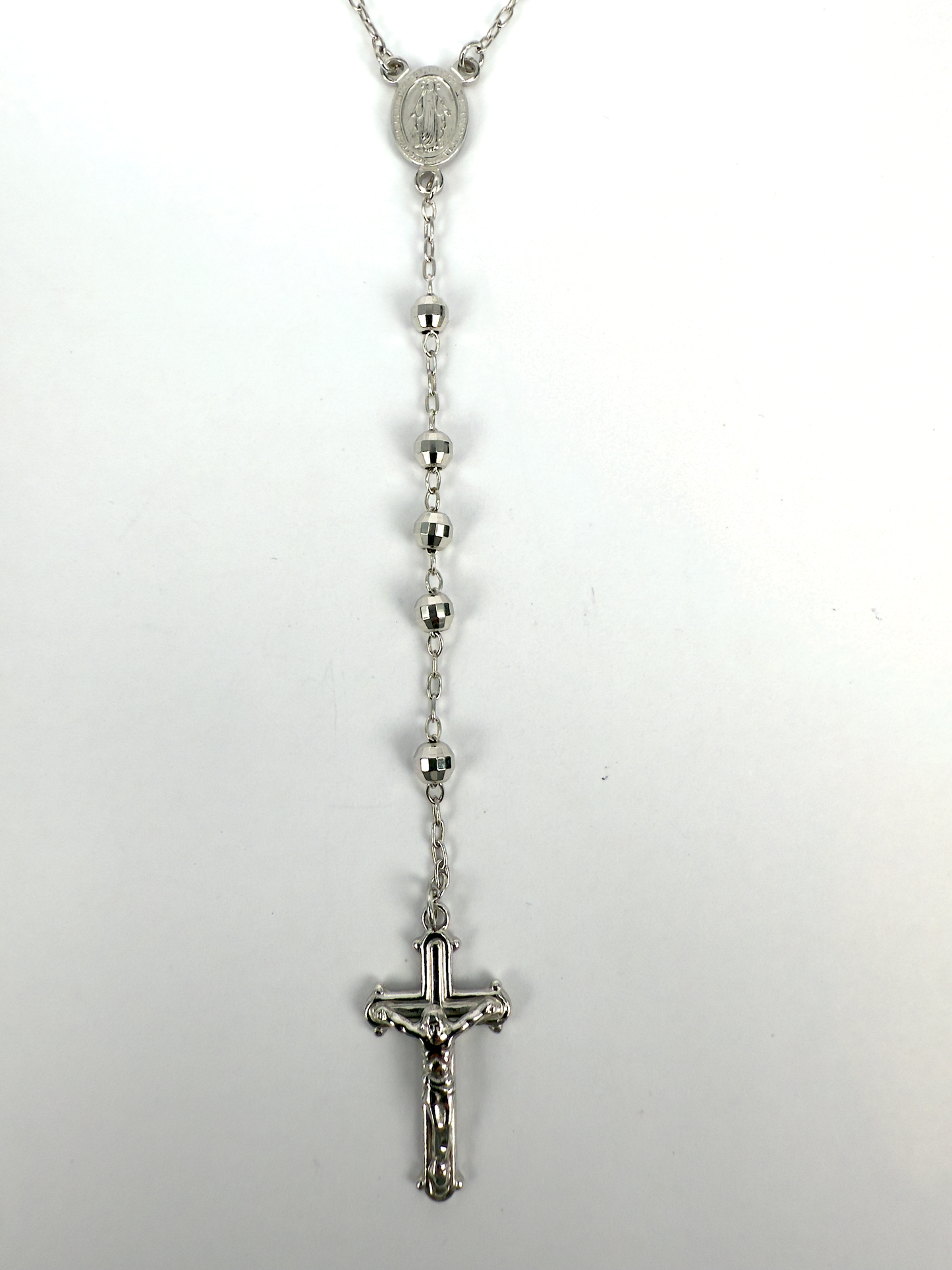 Sterling Silver Rosary Necklace - 50cm