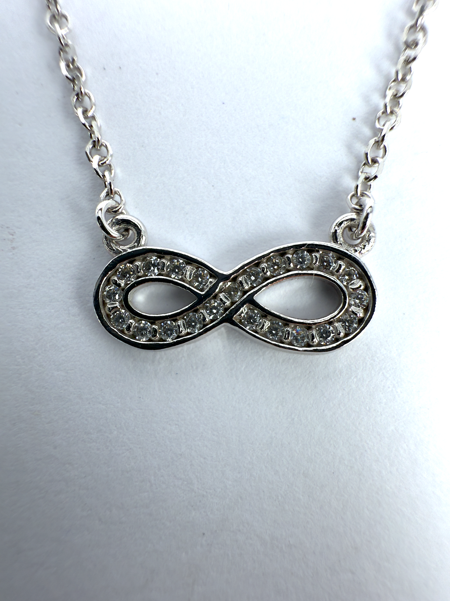 9K White Gold Infinity Pendant Necklace