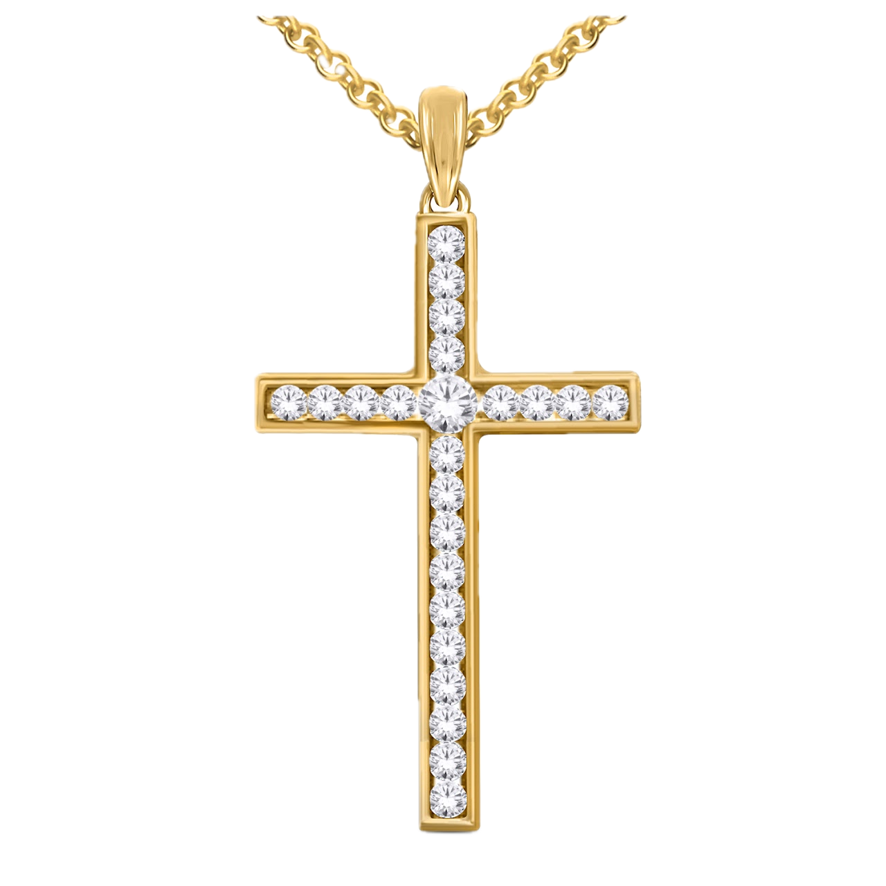 10K Yellow Gold Cross Pendant with 0.5ct Diamonds