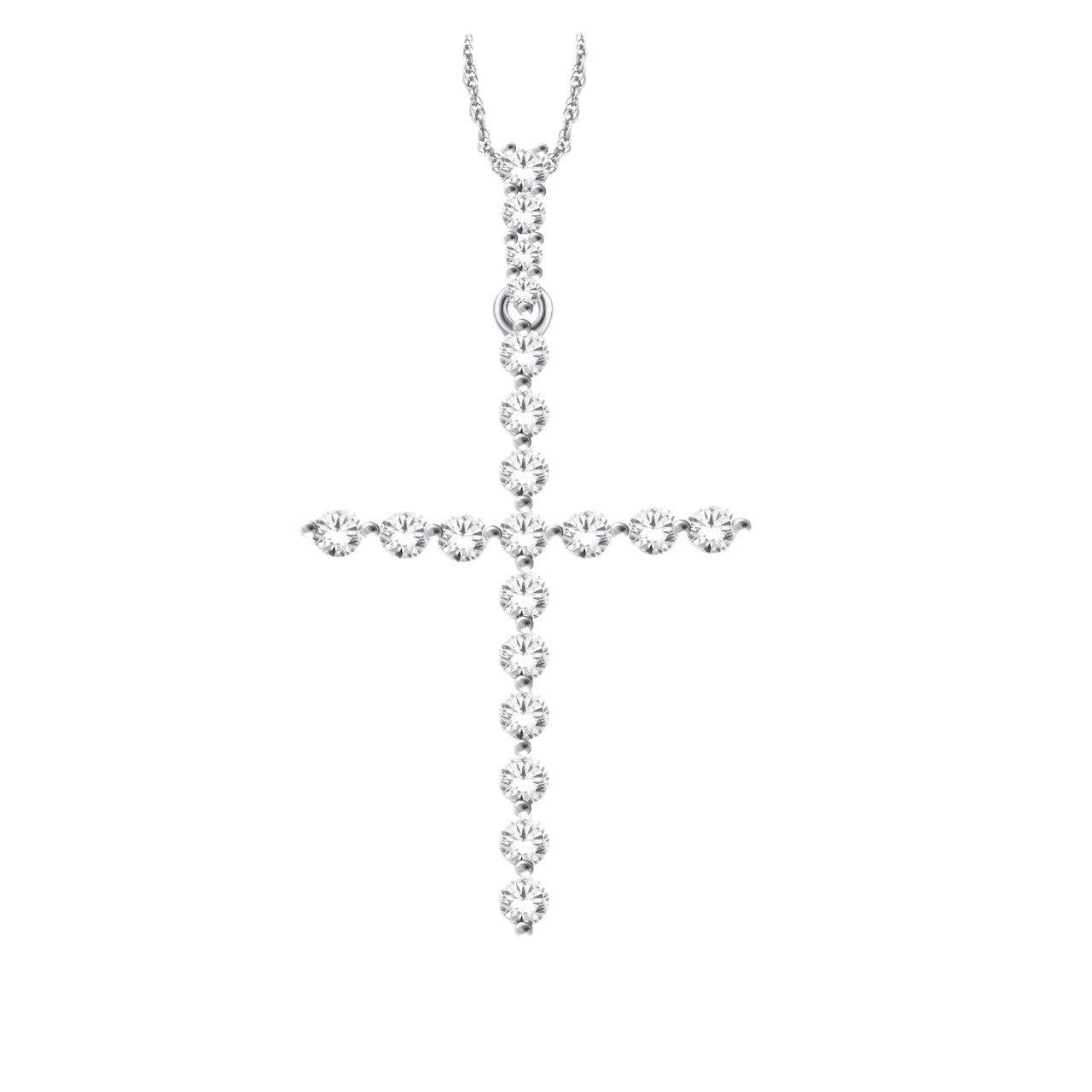 10K White Gold Cross Pendant with 0.35ct Diamonds