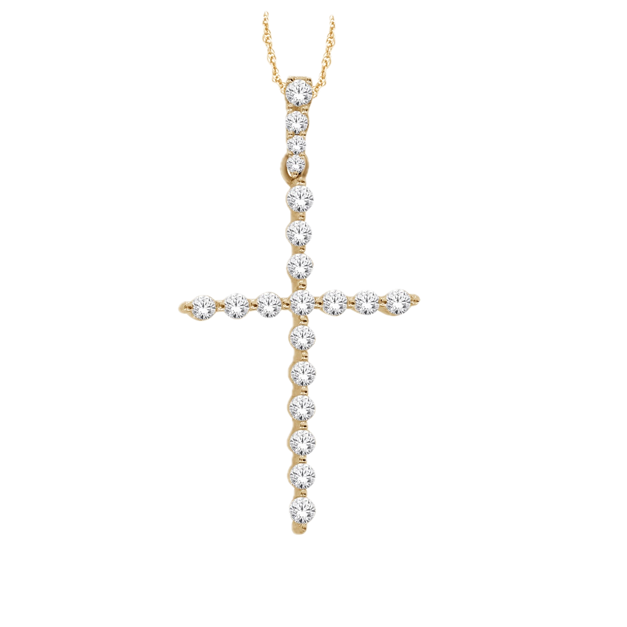 10K Yellow Gold Cross Pendant with 0.35ct Diamonds
