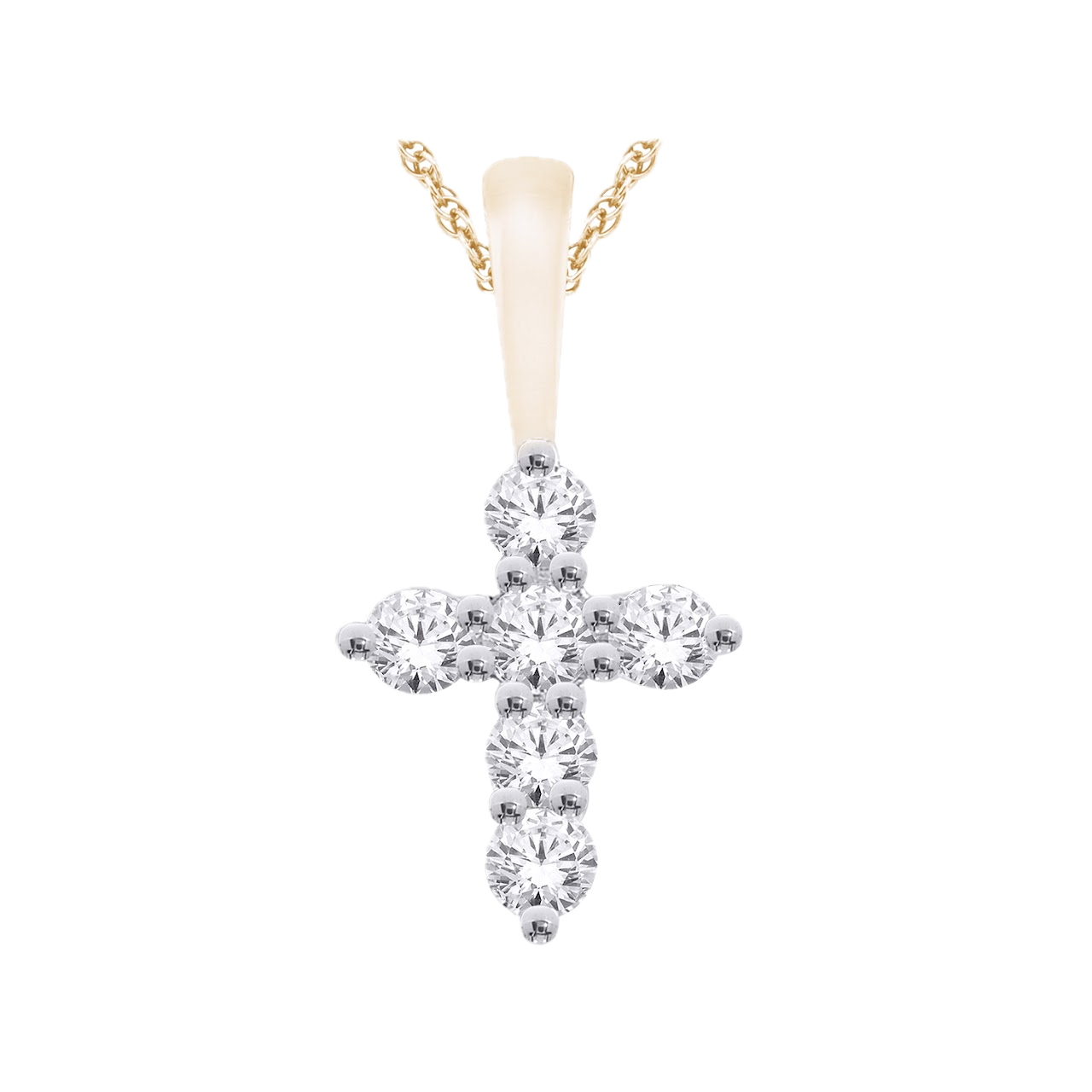 10K Yellow Gold Cross Pendant with 0.15ct Diamonds