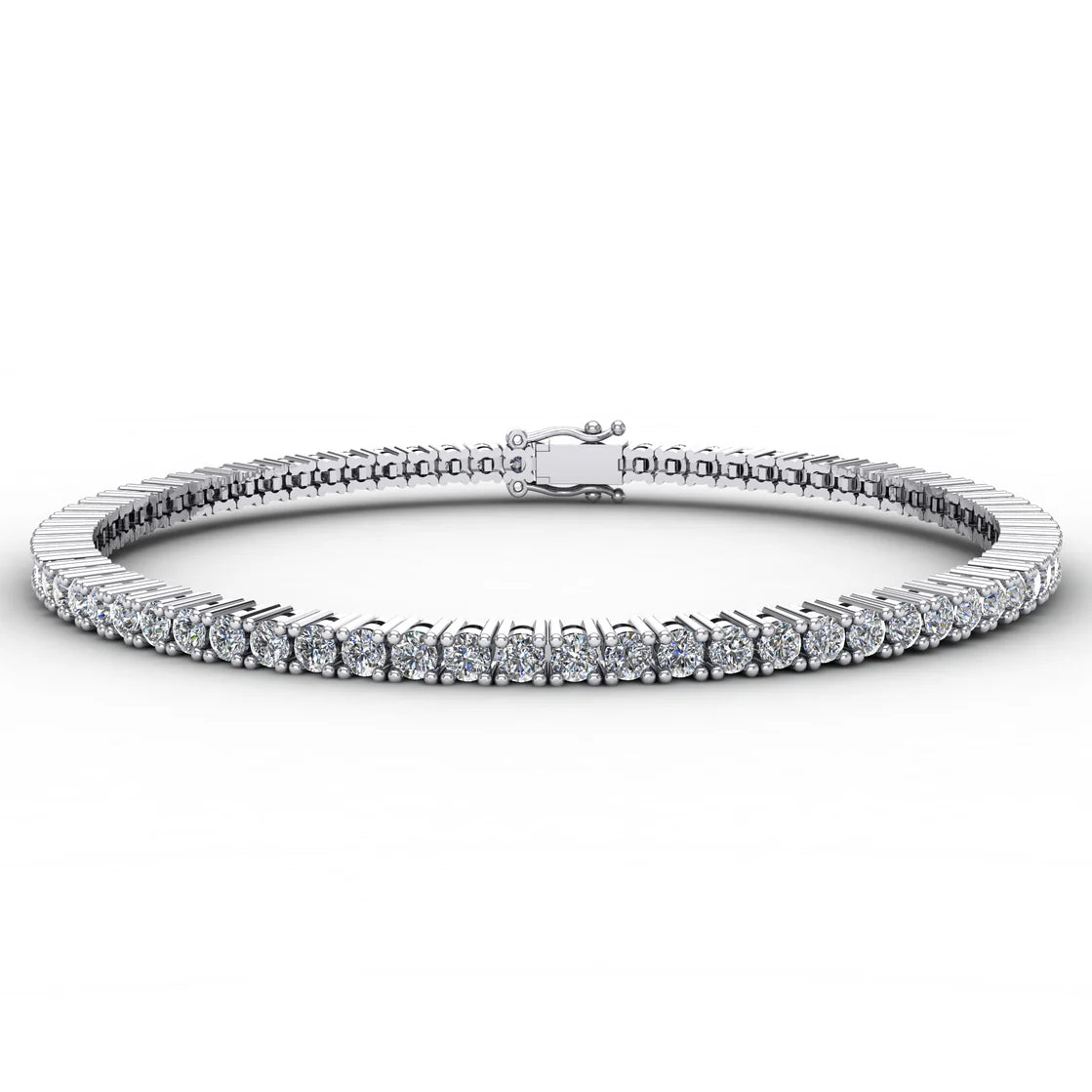 9K White Gold Tennis Bracelet with 2.18ct Brilliant Round Diamonds
