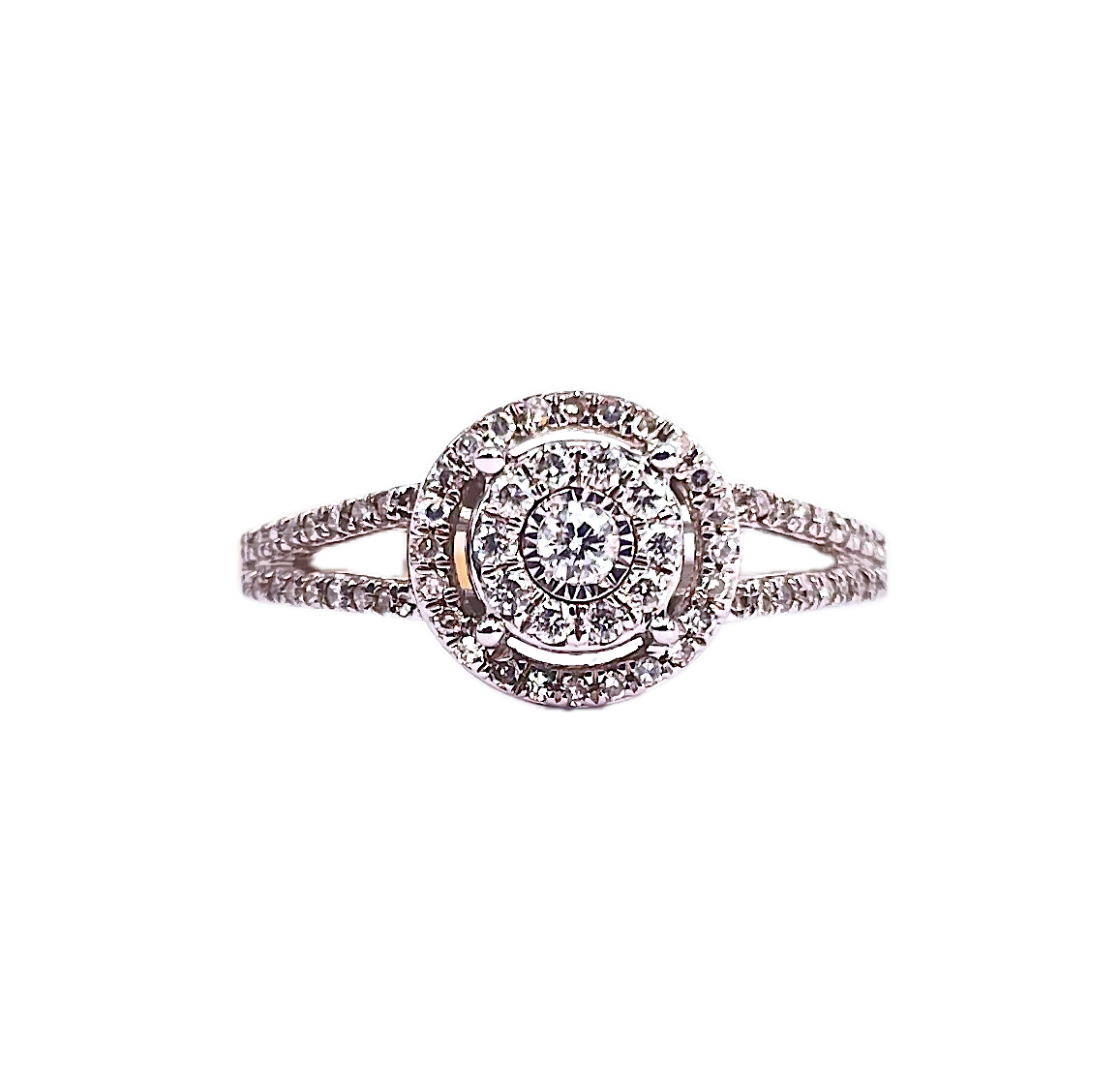 9K White Gold Ring with 0.25ct Round Brilliant Diamonds