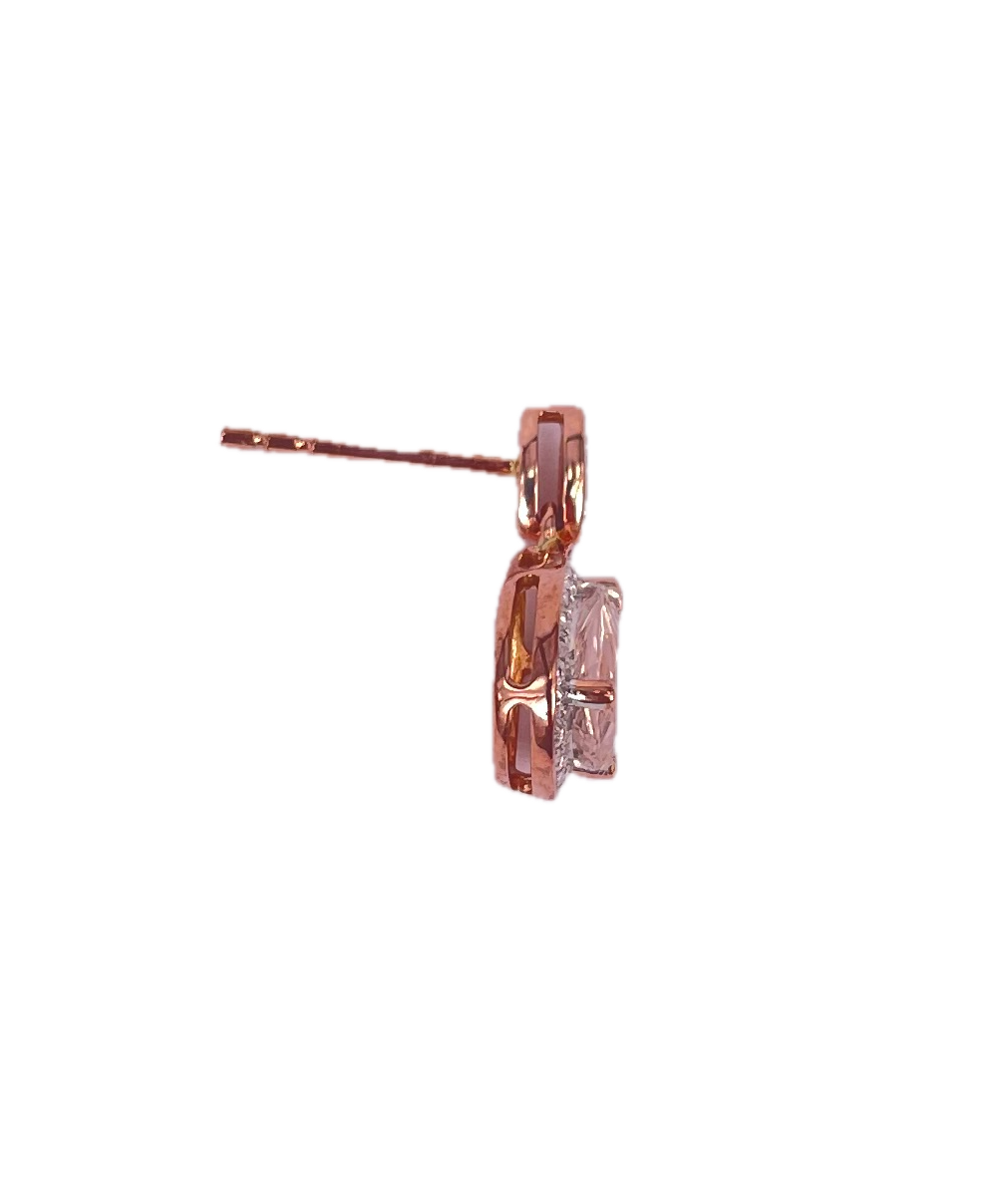 9K Rose Gold Morganite and Diamond Drop Earrings