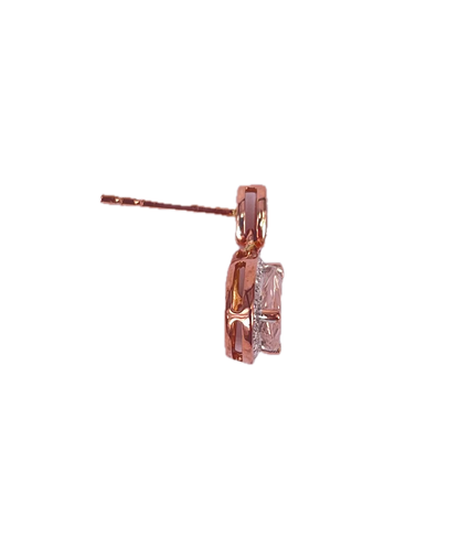 9K Rose Gold Morganite and Diamond Drop Earrings