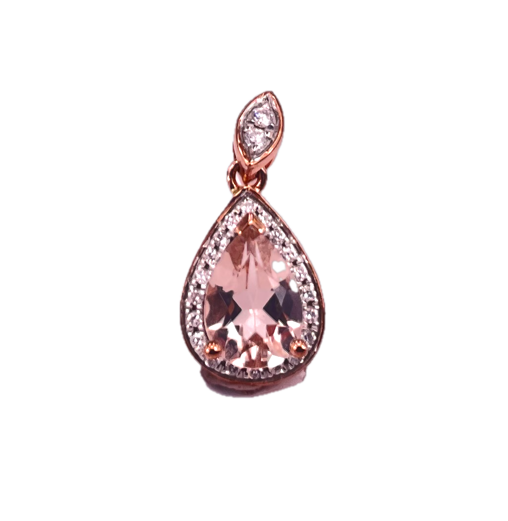 9K Rose Gold Morganite and Diamond Drop Earrings
