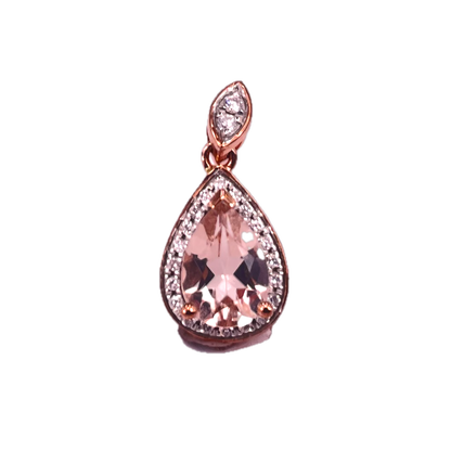 9K Rose Gold Morganite and Diamond Drop Earrings