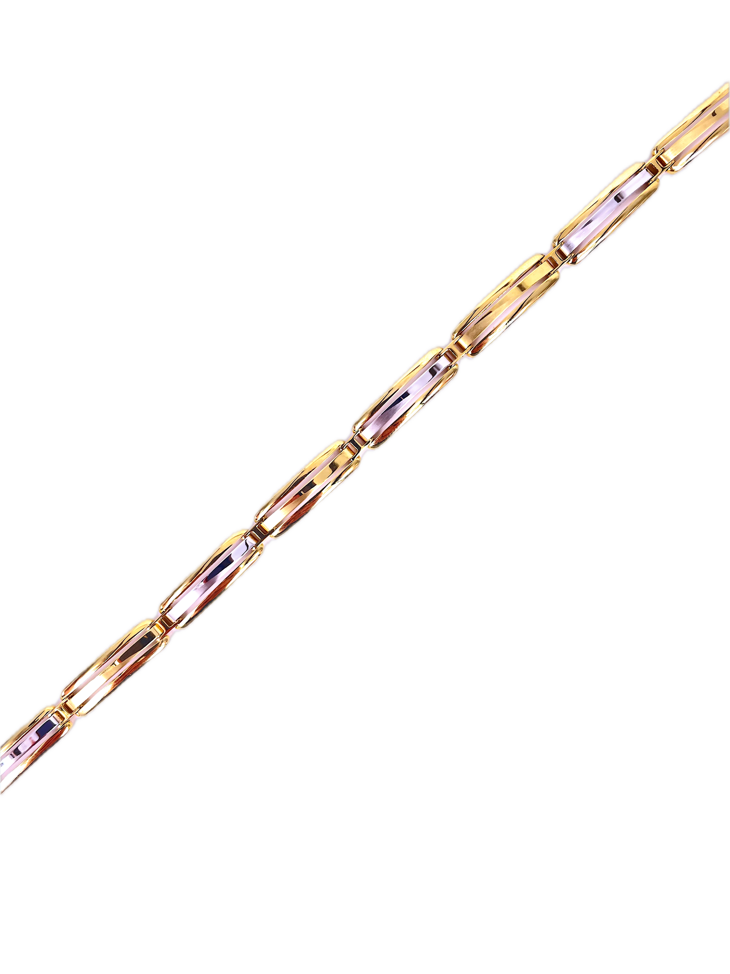 18K Two-Tone Gold Bar Link Bracelet