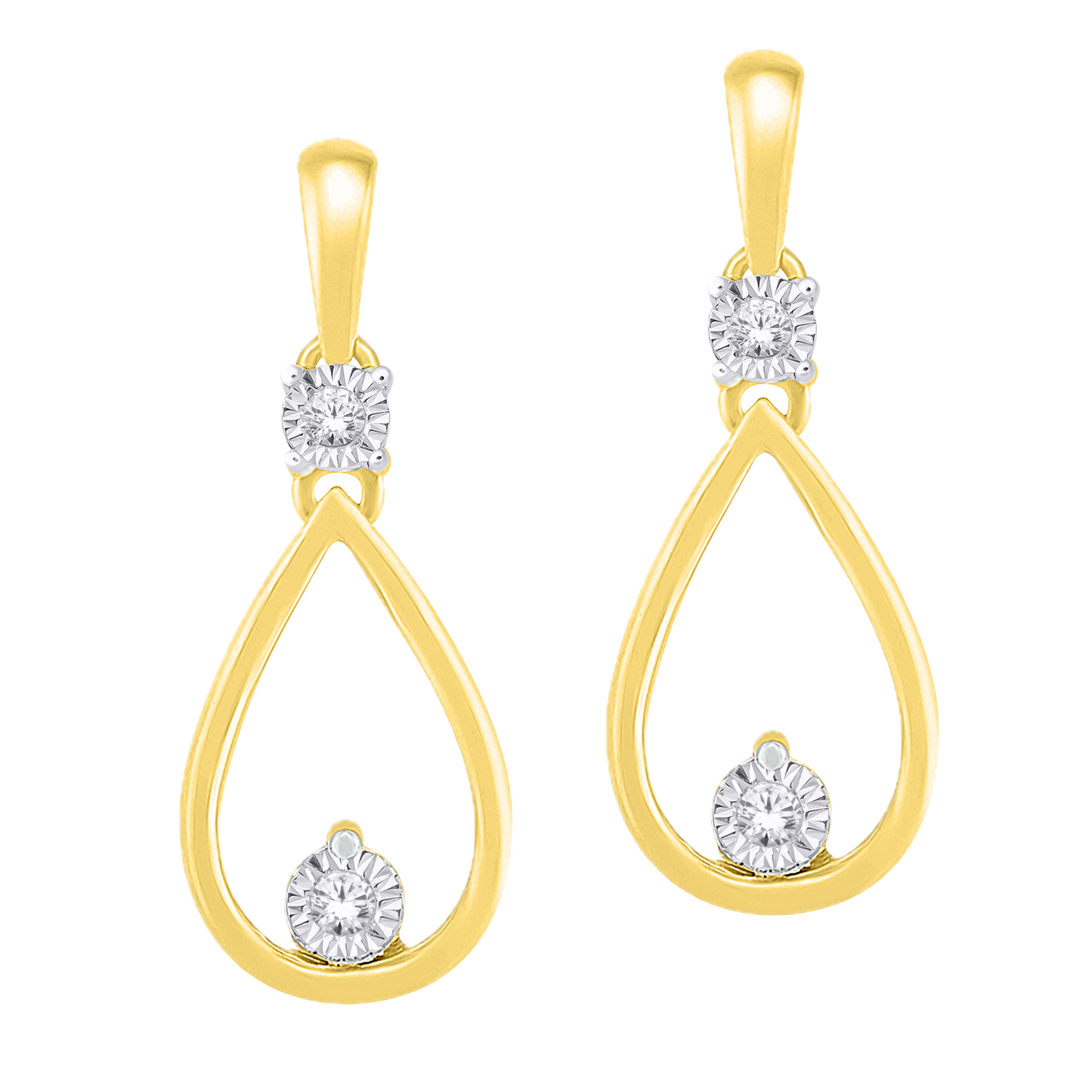 10K Yellow Gold Drop Earrings with Diamonds
