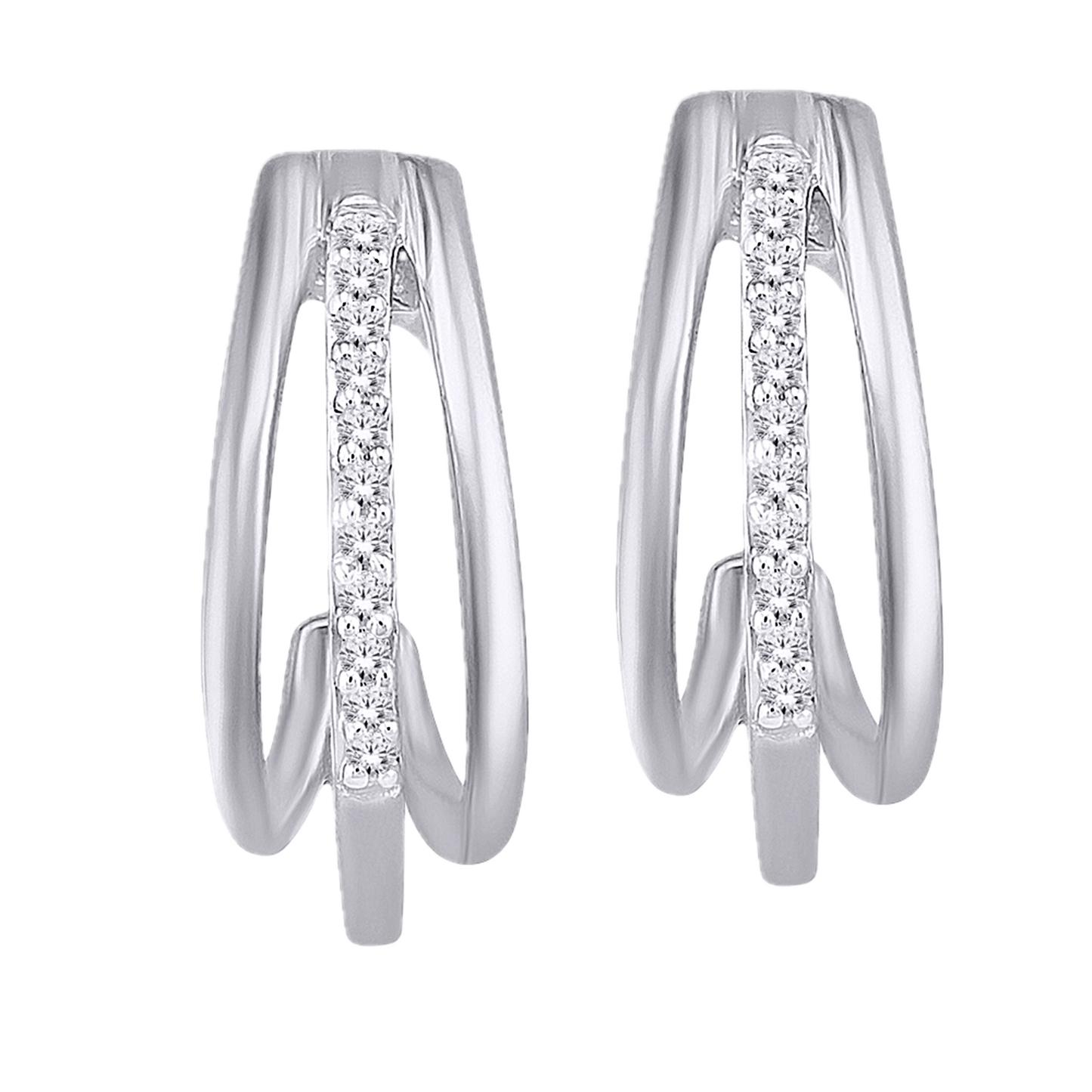 10K White Gold Earrings Set with Diamonds