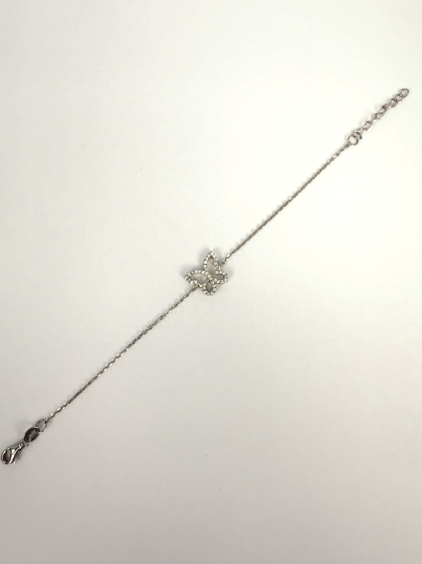 Sterling Silver Butterfly Bracelet with Cubic Zirconia