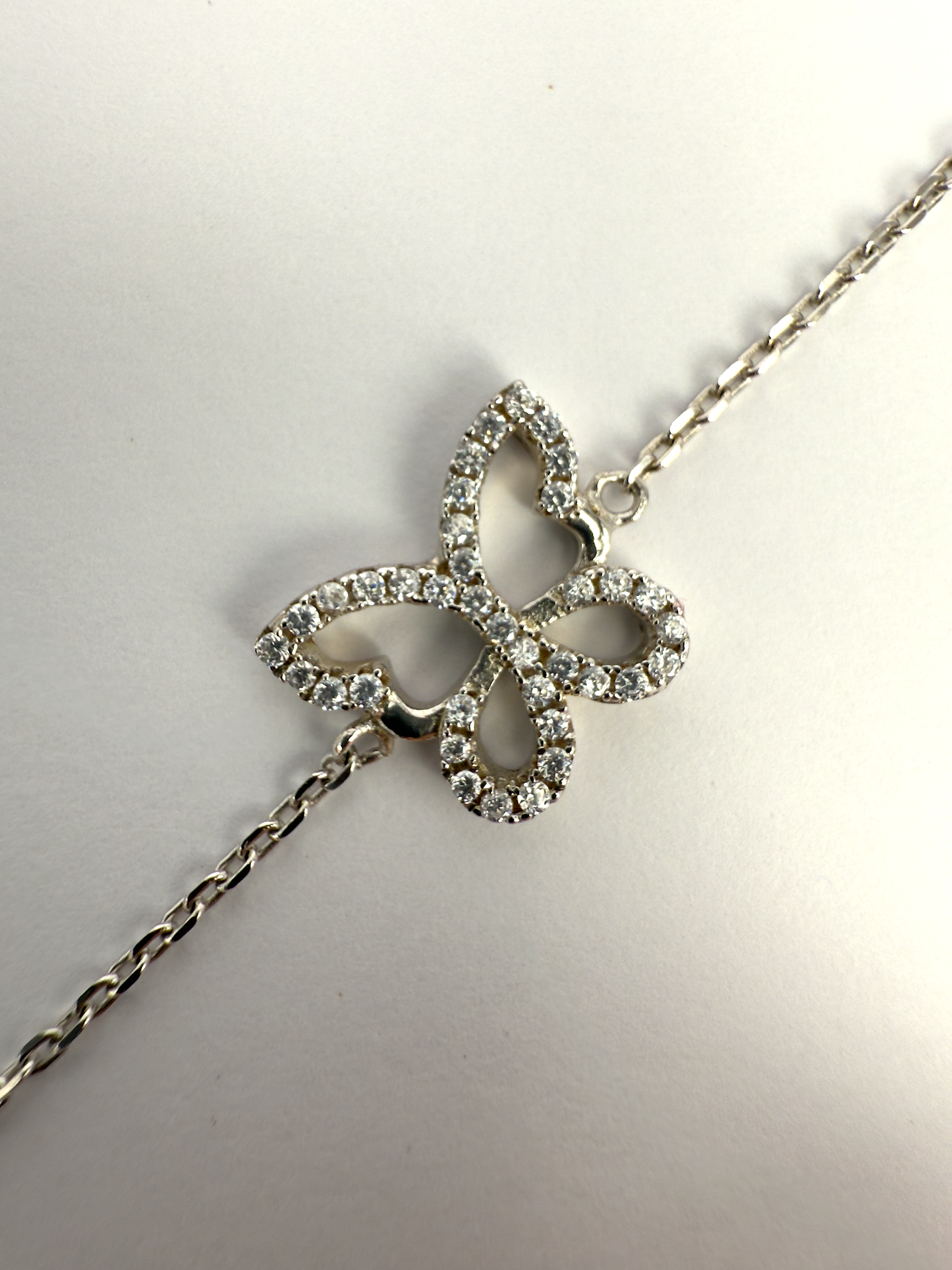 Sterling Silver Butterfly Bracelet with Cubic Zirconia