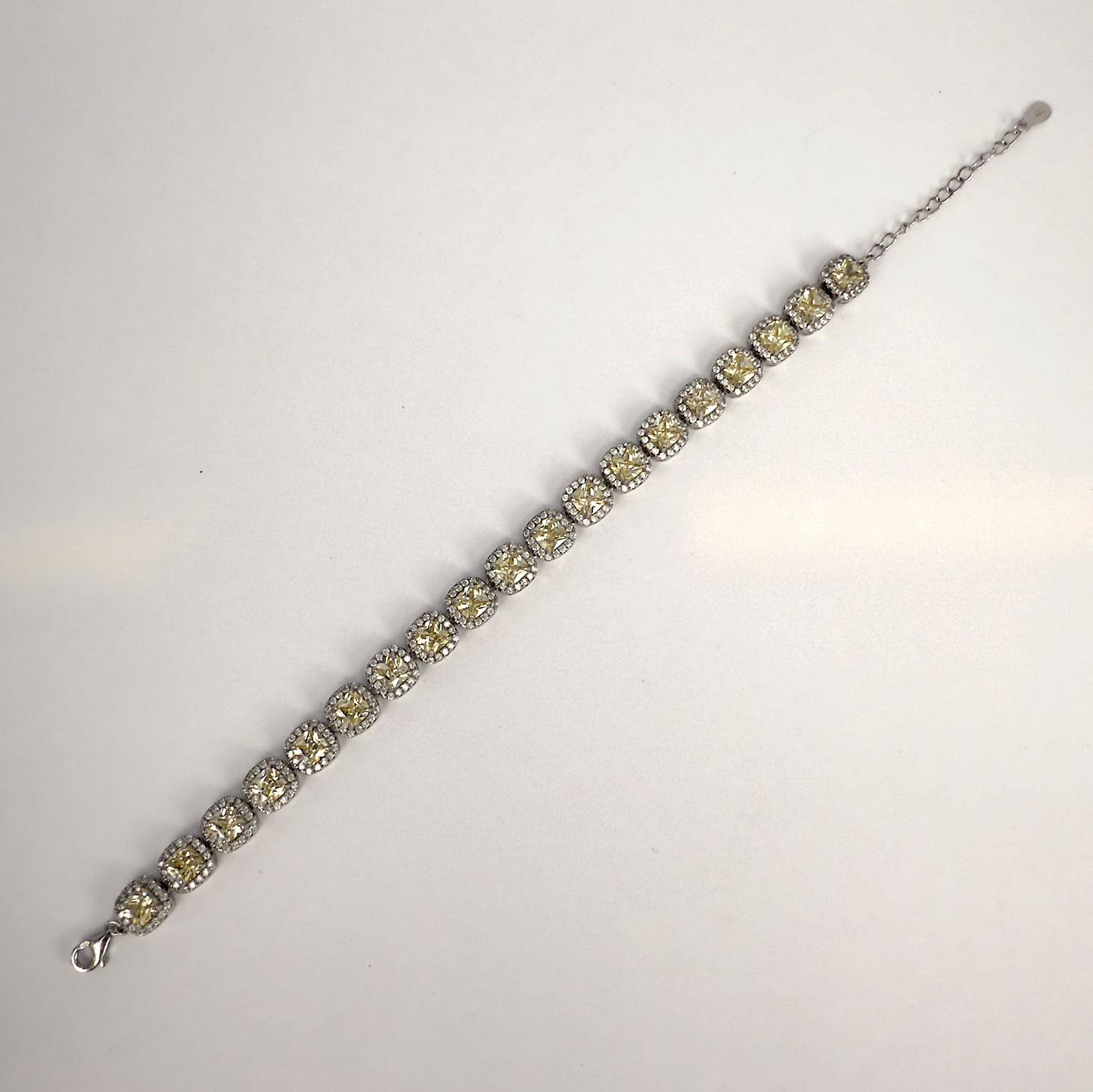 Sterling Silver Bracelet Set with Yellow Cubic Zirconia