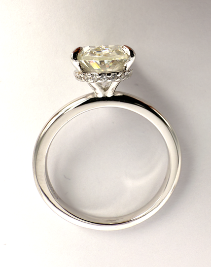 Sterling Silver Ring with Oval Cubic Zirconia & Invisible Halo