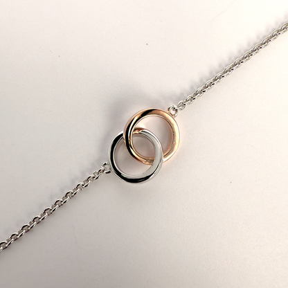 2 Interlinked Rings Sterling Silver Bracelet with Interlinked Rings – Queen Jewellers