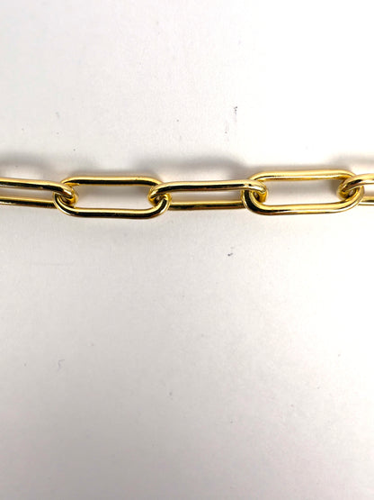 9K Yellow Gold Solid Hand-Made Paperclip Necklace