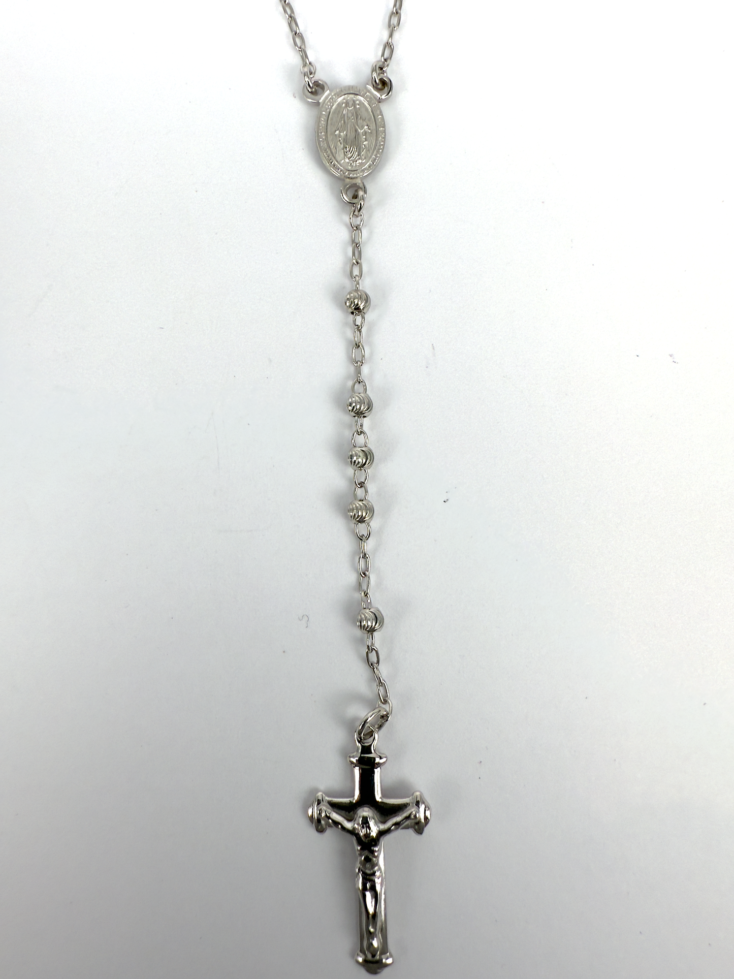 Sterling Silver Rosary Necklace - 45cm