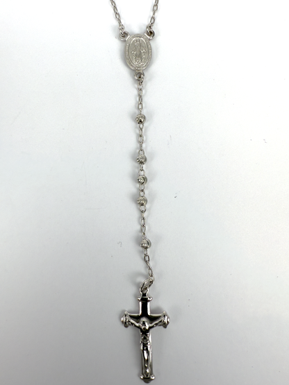 Sterling Silver Rosary Necklace - 45cm