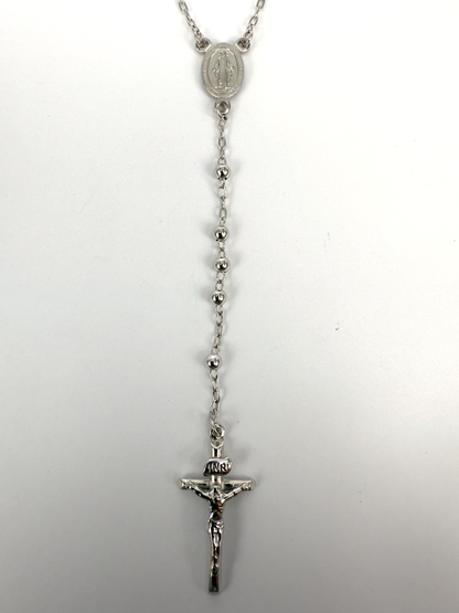 Sterling Silver Rosary Necklace - 49cm