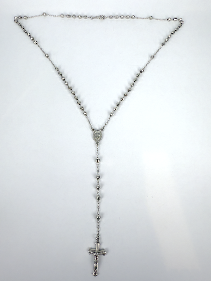 Sterling Silver Rosary Necklace - 50cm