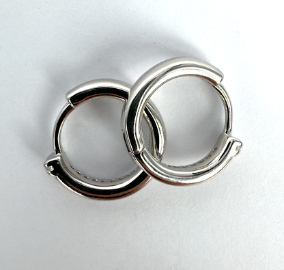Sterling Silver Huggie Earrings with AAA Grade Cubic Zirconia