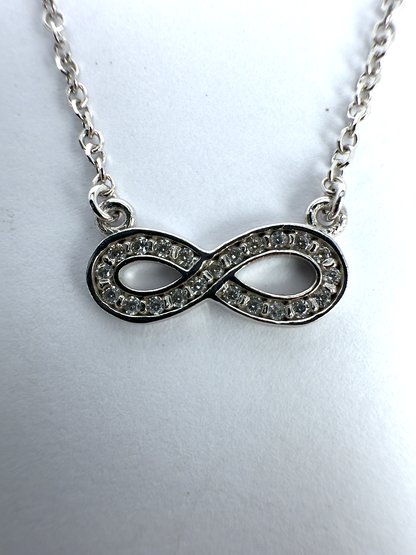 9K White Gold Infinity Pendant Necklace