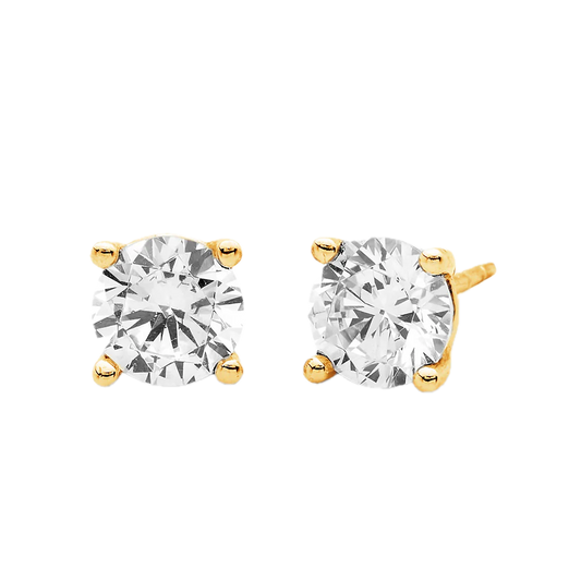 9K Yellow Gold Diamond Stud Earrings with 0.22ct Diamonds
