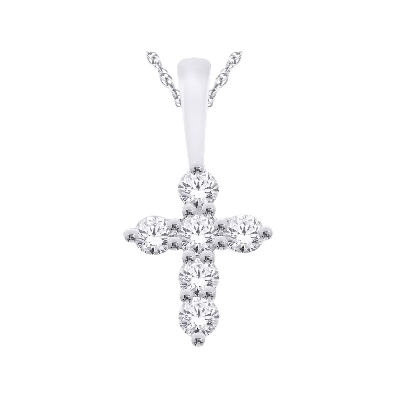 10K White Gold Cross Pendant with 0.15ct Diamonds